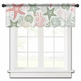 Curtain Summer Ocean Coral Starfish Shell Duck Green Red Kitchen Sheer Curtains Tulle Small Living Room Voile Drapes Home Decor
