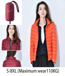 Winter Women Women Ultralight Fin Down Jacket Duck White Capeled Jackets de manga comprida casaco quente Parka feminino portátil Outwear4213092