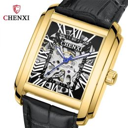 Wristwatches CHENXI Men Wristwatch Automatic Mechanical Military Army Sport Original Male Clock Top Skeleton Hollow Watch 8816