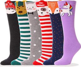Girls Knee High Long Socks for Kids 6 Pairs Funny Boot Crazy Fun Tall Animal Child Socks7954868
