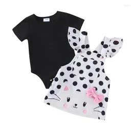 Clothing Sets Summer Infant Baby Girls Outfits Short Sleeve Ribbed Romper Suspender Skirt Set Casual Clothes