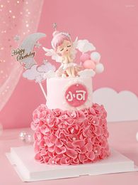 Party Supplies Wedding Cake Topper Girl Happy Birthday Decoration Girls Kids Favours Fairy Figurine Supplie Baby Shower Decora Gift