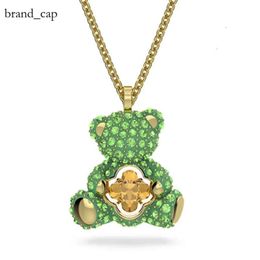 swarovski necklace Designer Jewels Original Quality Cute Little Bear Necklace For Women Using Swallow Elements Crystal Four Leaf Grass Smart Bear Collar Chain