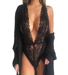 Whole New Women Sexy Deep V Neck Lace Lingerie Sleepwear Dress Underwear Babydoll Nightgown Black nightdress chemise de n9647581