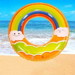 Sand Play Water Fun 1 cute cartoon cloud rainbow swimming ring childrens inflatable water swimming pool floating beach party toy Q240517