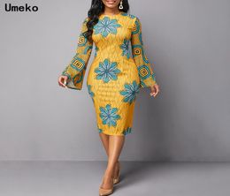 Umeko 2020 African Dresses for Women Dashiki Print News Tribal Ethnic Fashion Oneck Ladies Clothes Casual Sexy Dress Robe Party8655426