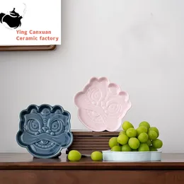 Tea Trays Ceramic Cake Tray Chinese Food Swing Mini Small Sized Nut Plate Snack Fruit Table