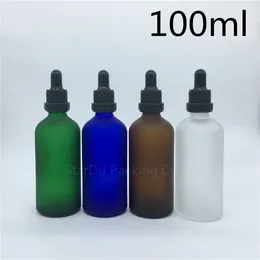 Storage Bottles Travel Bottle 100ml Amber Green Blue Transparent Frosted Glass Essential Oil Tamper Evident Dropper