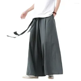 Men's Pants 2024 Summer Chinese Harajuku Japanese Kimono Street Wear Retro Wide Leg