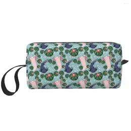 Cosmetic Bags Axolotl Repeating Pattern Makeup Bag Organiser Storage Dopp Kit Toiletry Women Beauty Travel Pencil Case