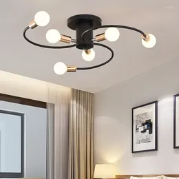 Ceiling Lights Nordic Magic Bean Molecular Chandelier Lamp Semi-Embedded Black Lighting 6 Head Modern Home Decoration