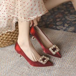 Dress Shoes Wedding Show Wo Two Wear Bride Red High Heels Female Spring And Autumn Thin Heel Pointed Single