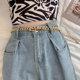 Belts Thin Personality Alloy Summer Fashion Women Waist Chain Metal Belt Jewelry Accessory Long Pin Buckle