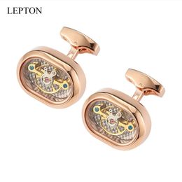 Latest Sports Mens Cufflinks High Quality Mechanical Watch Steam Punk Gear Cufflinks Relojes Gemelos240429