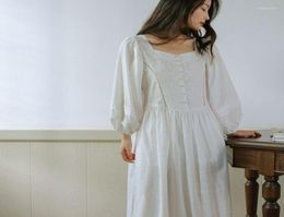 Women039s Sleepwear Cotton Nightgown Nightdress Princess Women Vintage Night Gown Autumn Simple Style Retro1283525