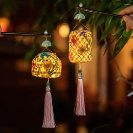 Decorative Figurines Wall Hanging Bamboo Frame LED Light Portable Handmade Cute Glowing Lantern Chinese Style Home