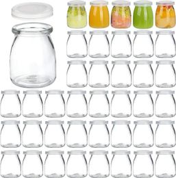 Storage Bottles Container Glass Jars Pudding Lids Yogurt With Clear For Milk Jams Jelly Mousse Honey 4oz PE