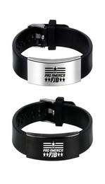 Charm Bracelets Let039s Go Brandon FJB Black Silicone Unisex Bracelet Stainless Steel Gifts For Women And Men Fans Collection J6987216