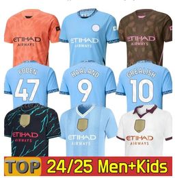 24 25 Erling Haaland Man City SOCCER JERSEYS FODEN GREALISH J.ALVAREZ DE BRUYNE DOKU 2023 2024 2025 KOVACIC RODRIGO PHILLIPS EDERSON M. football tops shirts kids kit