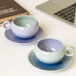 Mugs Modern Simple Style Green Purple Gradient Novel Creative Ceramic Water Cup Coffee Couple Set Tea Table Furniture