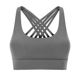 Doublesided Suede Yoga Underwear Padded Crop Tank Tops Sexy Running Fitness Gym Clothes Women Multi Strap Cross Back Shockproof S8614724