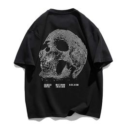 Men's T-Shirts Hip-hop high street neutral style cotton short-sleeved T-shirt womens 2022 summer new high-quality skull top y2k retro Q240517