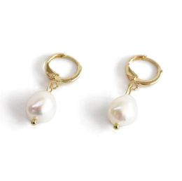 Hoop Huggie Gold Colour Small Freshwater Pearls Earrings Irregular Geometric Circle Charms For Women 2022 Ear Piercing HuggieHoop8371158