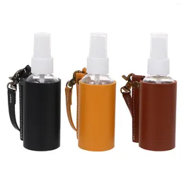 Storage Bottles 3 Pcs Spray Bottle Skin Cleaning Travel Refillable Perfume With PU Cover Keychain Holder Disinfectant