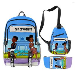 Backpack Gracies Corner 3pcs/Set 3D Print Oxford Waterproof Notebook Multifunction Backpacks Chest Bags Pencil Case