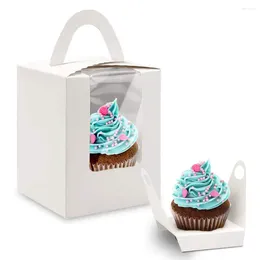 Gift Wrap 10 PCS Bakery Cupcake Box Container Handle Pastry Muffins Carriers For Party Wedding Wrapping Favour Packing