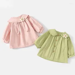 Jackets 2024 Baby Girls Cute Flower Long Ears Trench Coats Kids Children Spring Autun Jacket Overwear Clothes 0-6Y