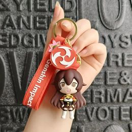 Keychains Game Impact Figurines Amber Kawaii Pendant Silicone Key Chains Fashion Jewellery Cosplay Props Girl Toys Gifts