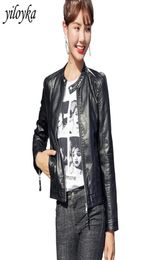 Women039s Jackets Pu Leather Jacket Women Fashion Black Soft Bomber Motorcycle Coat Short Faux Biker Cool Outerwear Basic2702298