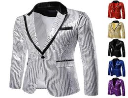 Stage Singers Clothes Men Shiny Gold Sequin Glitter Embellished Blazer Jacket Men Nightclub Blazer Wedding Party Suit Jacket X3448527