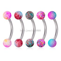 5pcs Colourful Acrylic Ball Curved Barbell Eyebrow Ring Snug Daith Surgical Steel Lip Piercing Cartilage Earrings Navel Jewellery