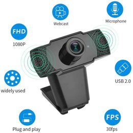 Webcams 1080P high-definition USB network camera mini PC network camera driver for free built-in dual microphones for live video calls and conferences J240518