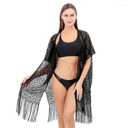 Beach Bikinis Sexy Lace Blouse Casual Cloak Cardigan For Swimsuit Woman 2024 Summer Swimwear Cover Ups Smock Female Clothing