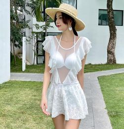Women039s Swimwear 2021 Asia Japan And South Korea One Piece Swimsuit Women Gauze Deep VBack Spring Young Girl Sexy With Skirt1413455