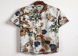 Men Shirts Hawaiian Printed Short Sleeve Blouse Man Loose Button Camisa Summer Floral Patchwork Chemise Masculina M3XL Men039s4773627