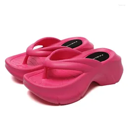 Slippers Chunky Platform Flip Flops For Women 2024 Summer Clip Toe Wedge Heel Sandals Woman Thick Sole Non Slip Beach Eva Slides
