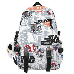 School Bags Boys' Large-capacity Fashion Backpack Unisex Versatile Bag Cartoon Letter Decoration Nylon Material