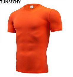 Fashion pure color Tshirt Men Short Sleeve compression tight Tshirts Shirt S 4XL Summer Clothes transportation9758085