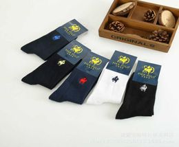 PIER polo socks 5 Pairs Men Pantufa Calcetines male solid Colour 100 Cotton Harajuku Happy Men039s Socks Business Embroidery Me4044518