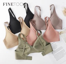 Bras FINETOO Soft Wireless Bra Women Deep V Sexy Bralette Padded SXL Female Seamless Underwear Comfortable Ladies Lingerie5124407