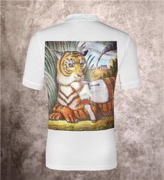 Europe 2021 polo shirt men039s abstract tiger drill embroidery fashion printing cotton short sleeve Tshirt Whole5302647