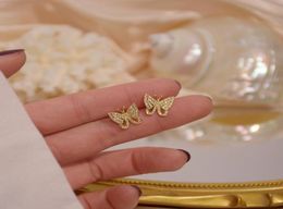 Stud 2021 Butterfly Gold Earrings Banquet Jewellery Luxury 14k Real Ladies Pendant Fashion Cubic Zirconia4730793