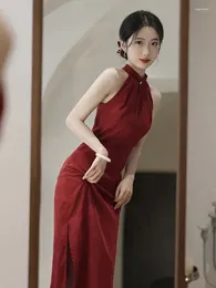 Ethnic Clothing Chinese Qipao Toast Dress Bride 2024 Morning Robe Red Wedding Improvement Style Long Engagement