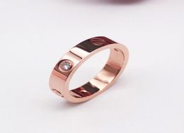 Not Fading Top Quality Luxurous Letter Lover Ring Size 612 CZ Stone 3 Colours Stainless Steel Women Jewellery Logo Printed Whole6838846