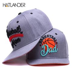 HATLANDER Original semi curved snapback caps MOM baseball cap DAD basketball cap couples grey hip hop hat bone sports hats3836430