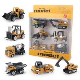 6pcs/set Alloy Engineering Truck Toy Car Classic Construction Model Vehicle Loader Tractor Excavator Toys for 3 years Boys Gifts 240517